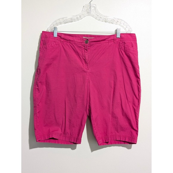 Chico's Pants - Chico's Bermuda Shorts Women Size 3 (XL 16) Pink Stretch Mid Rise Cotton